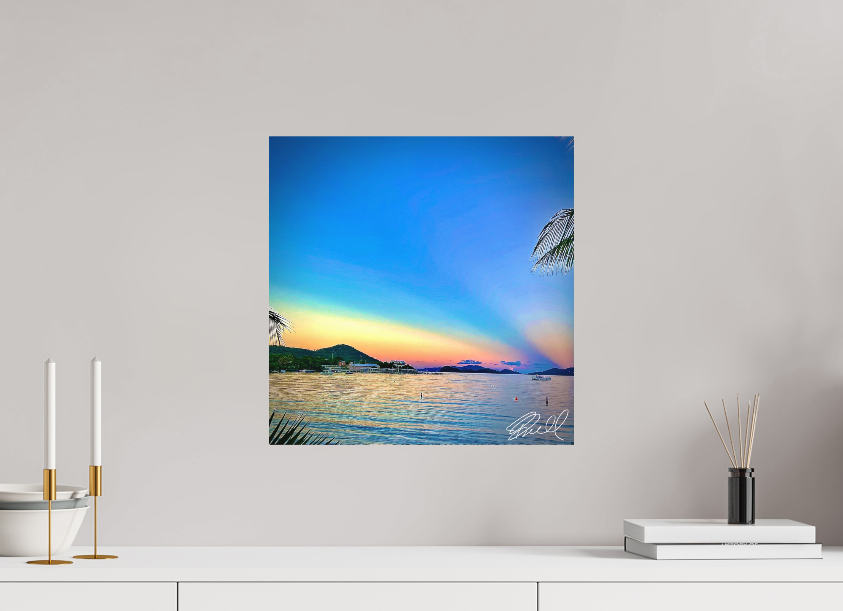 16 x 16.2″, 100% cotton print Sunset by the Sea