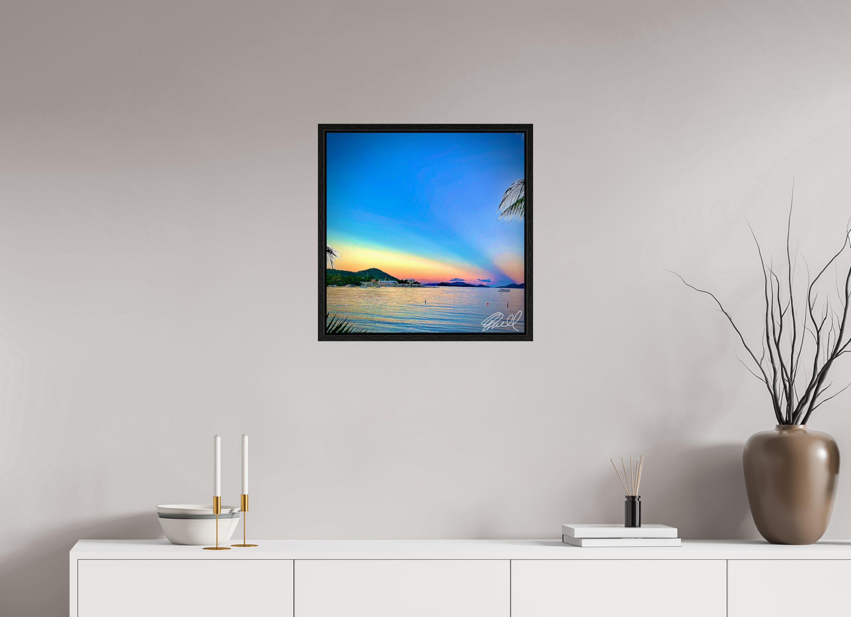20 x 20.2″, Floater Frame Sunset by the Sea