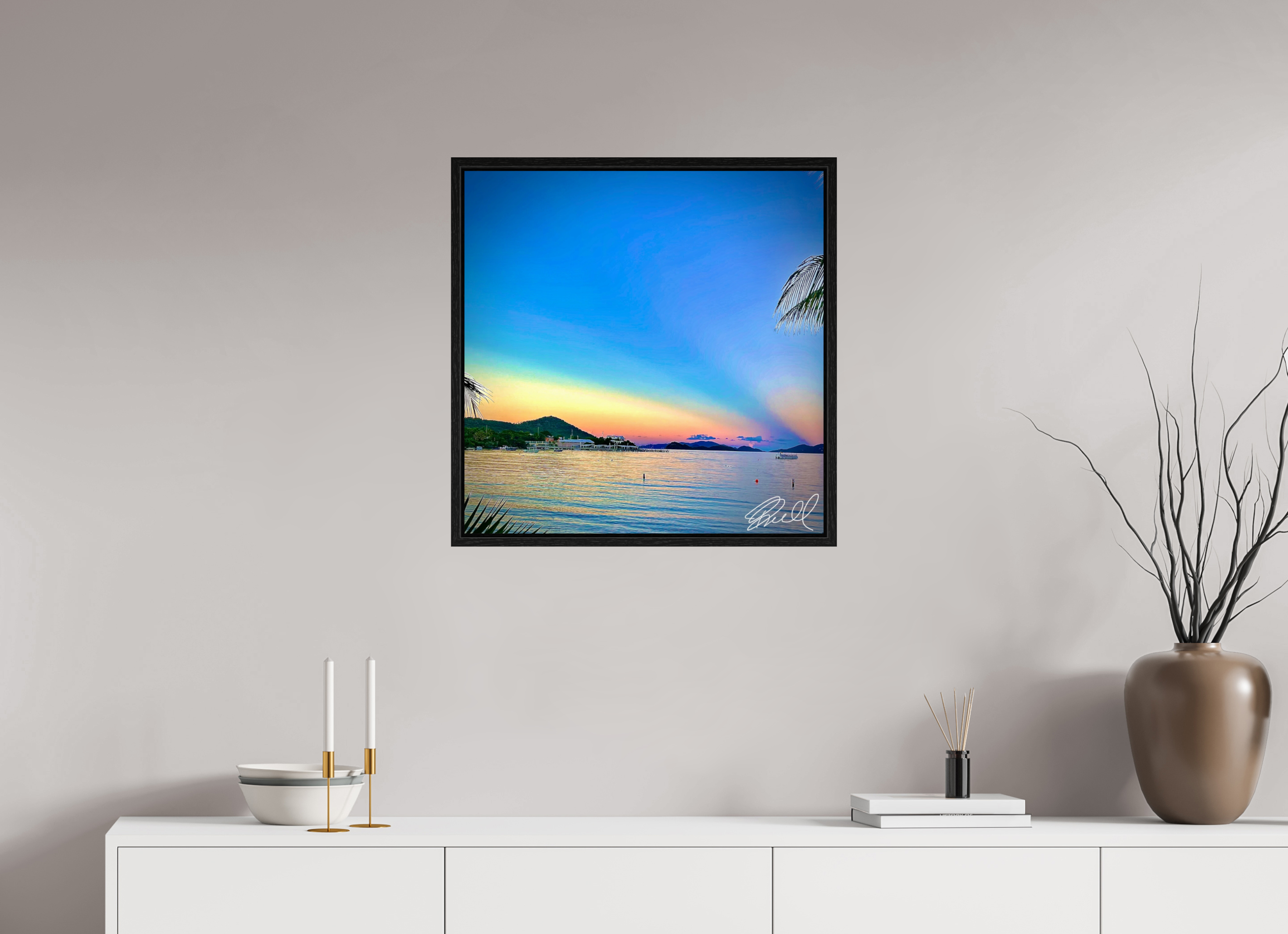24 x 24.3″, Floater Frame Sunset by the Sea