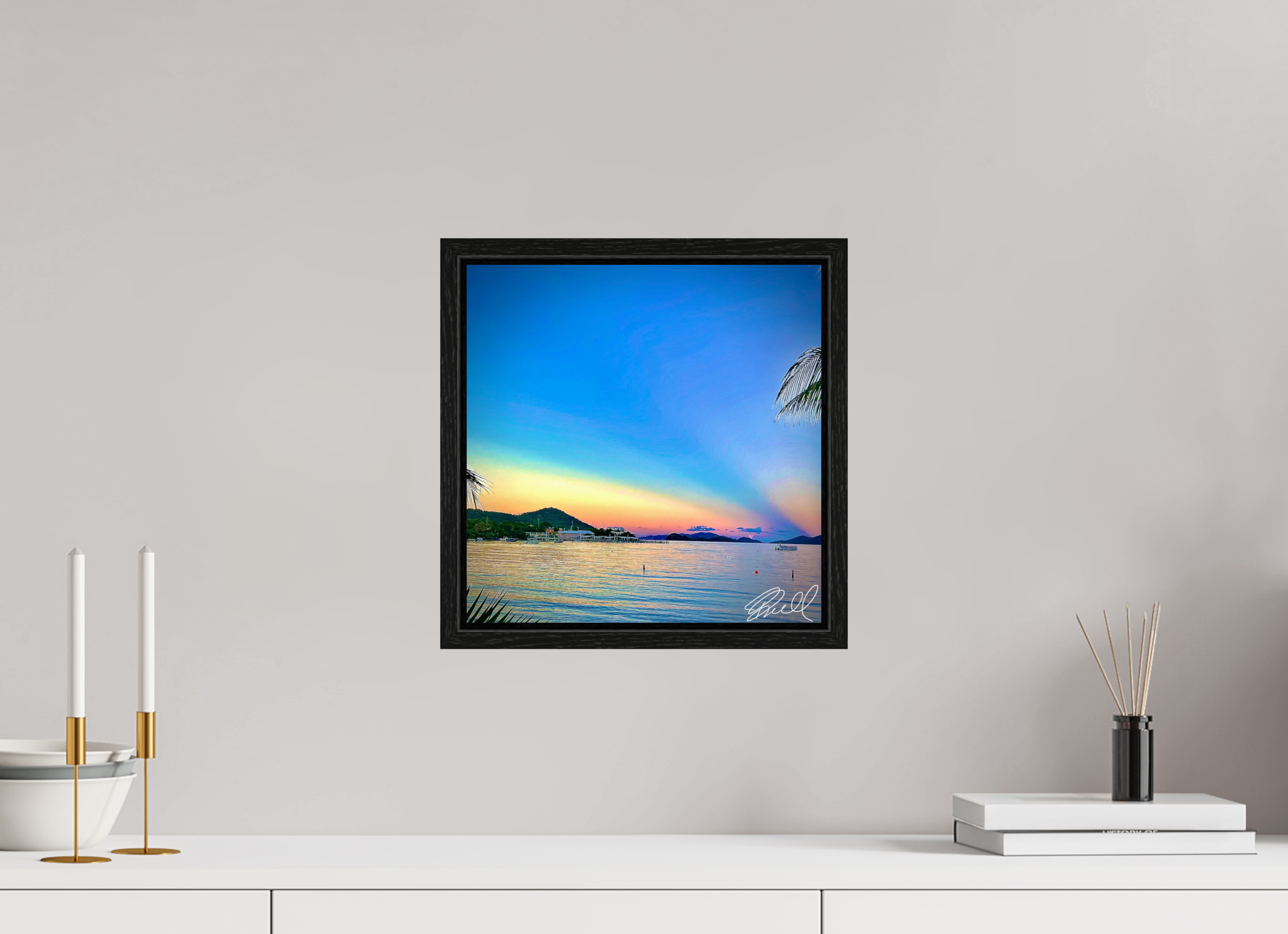12 x 12.1″, Floater Frame Sunset by the Sea