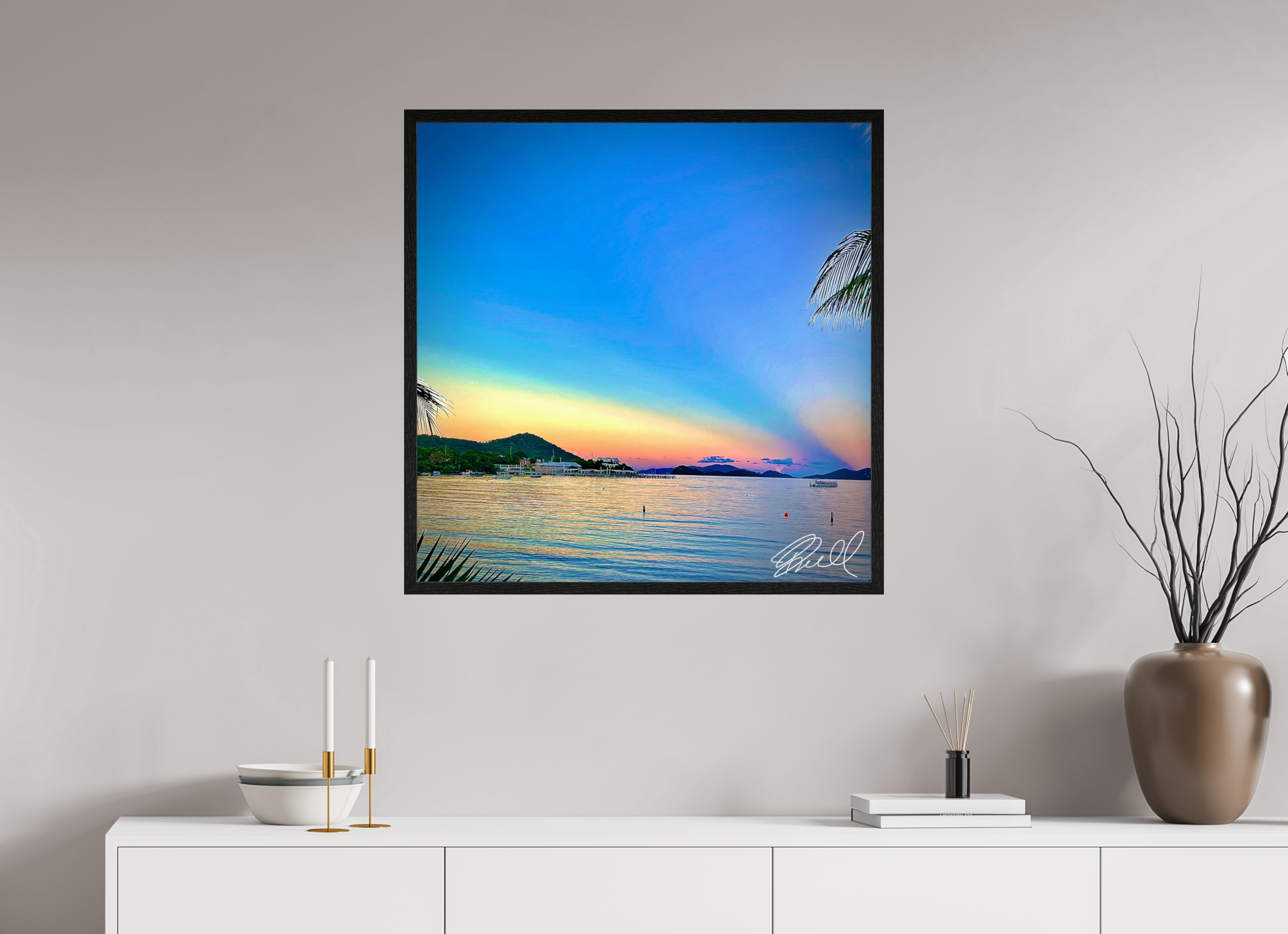 31 x 31.3″, Bring the Gallery to You Sunset by the Sea