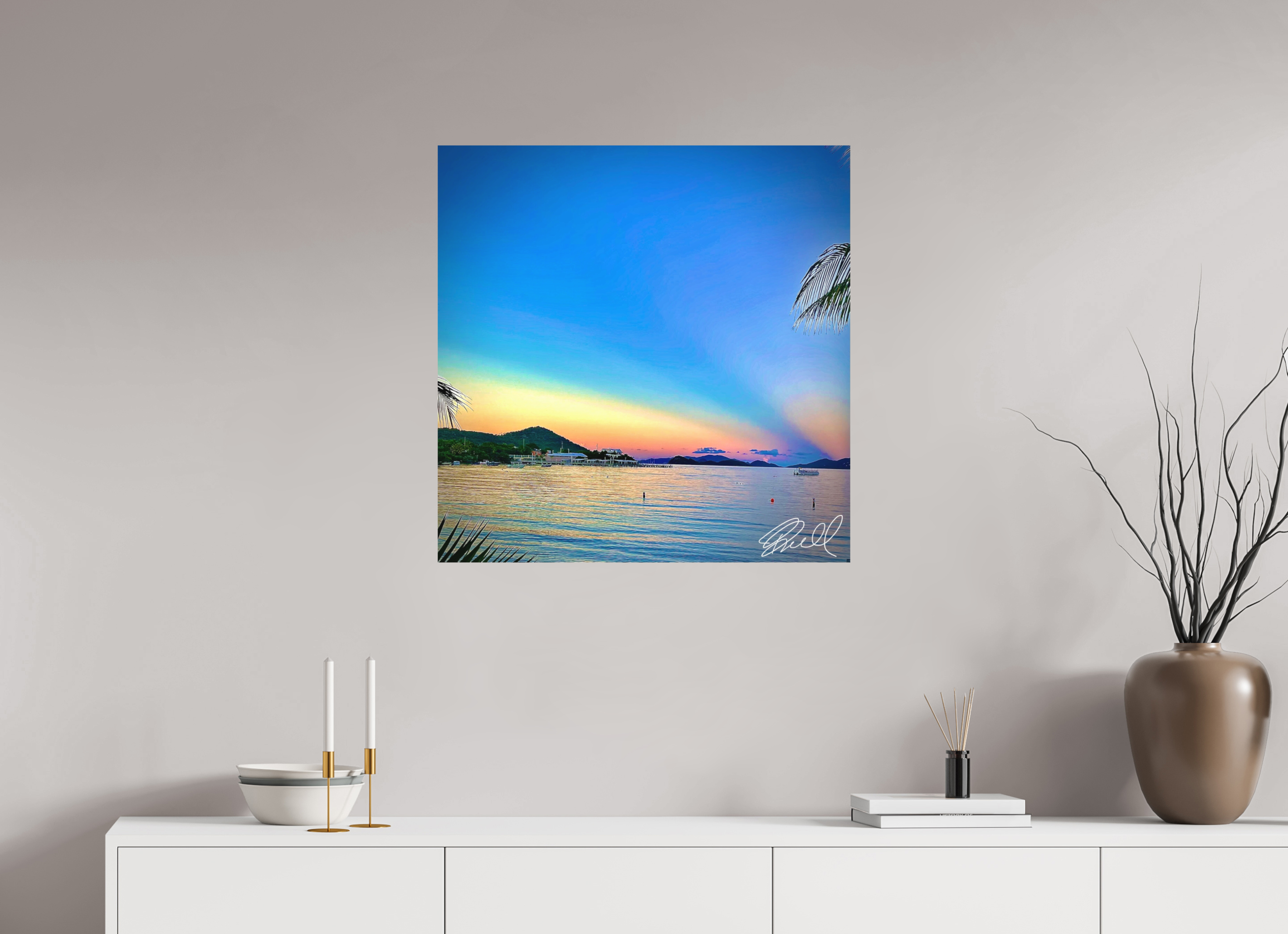 28 x 28.3″, Matte Print Sunset by the Sea