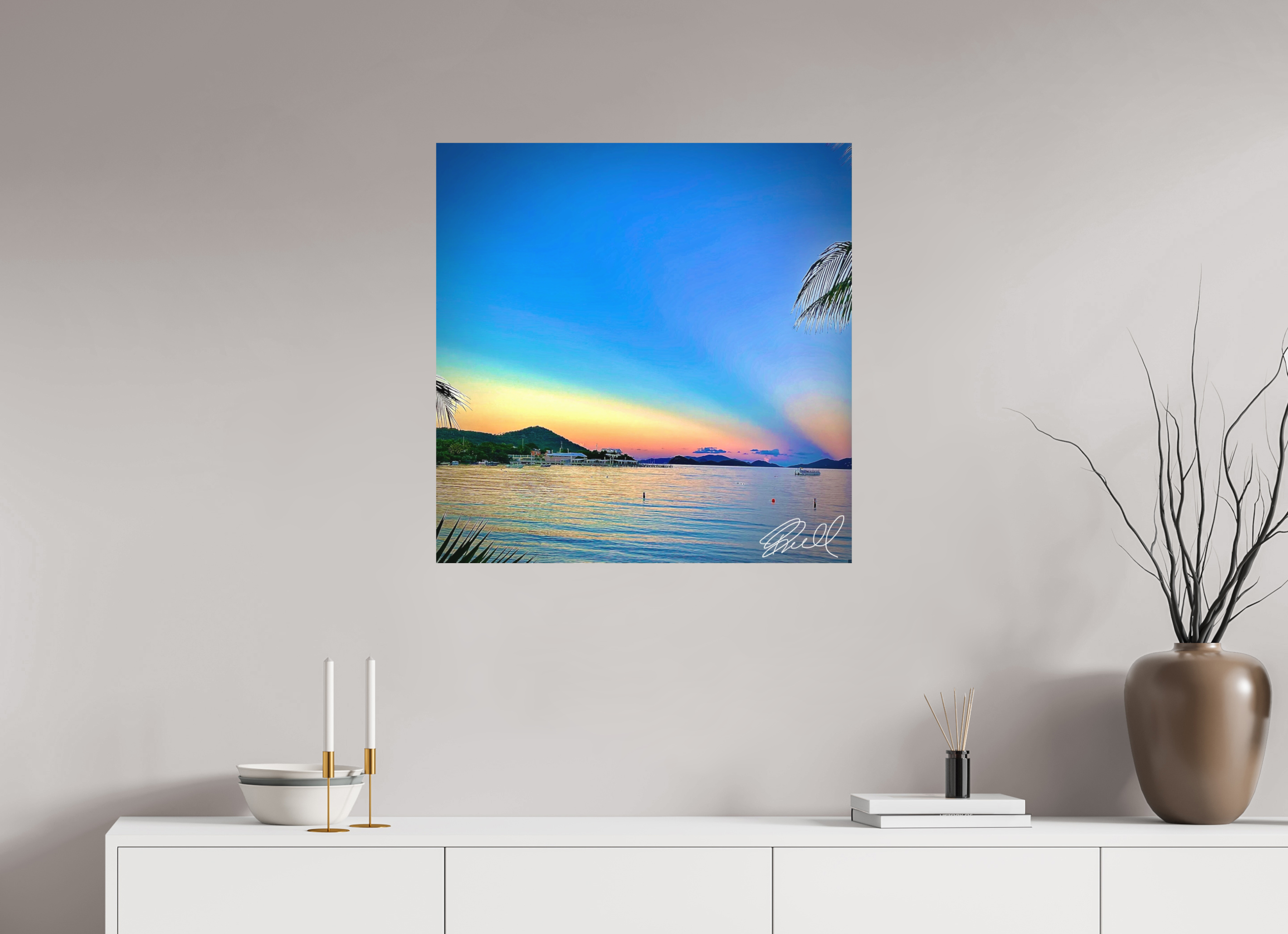 28 x 28.3″, 100% cotton print Sunset by the Sea