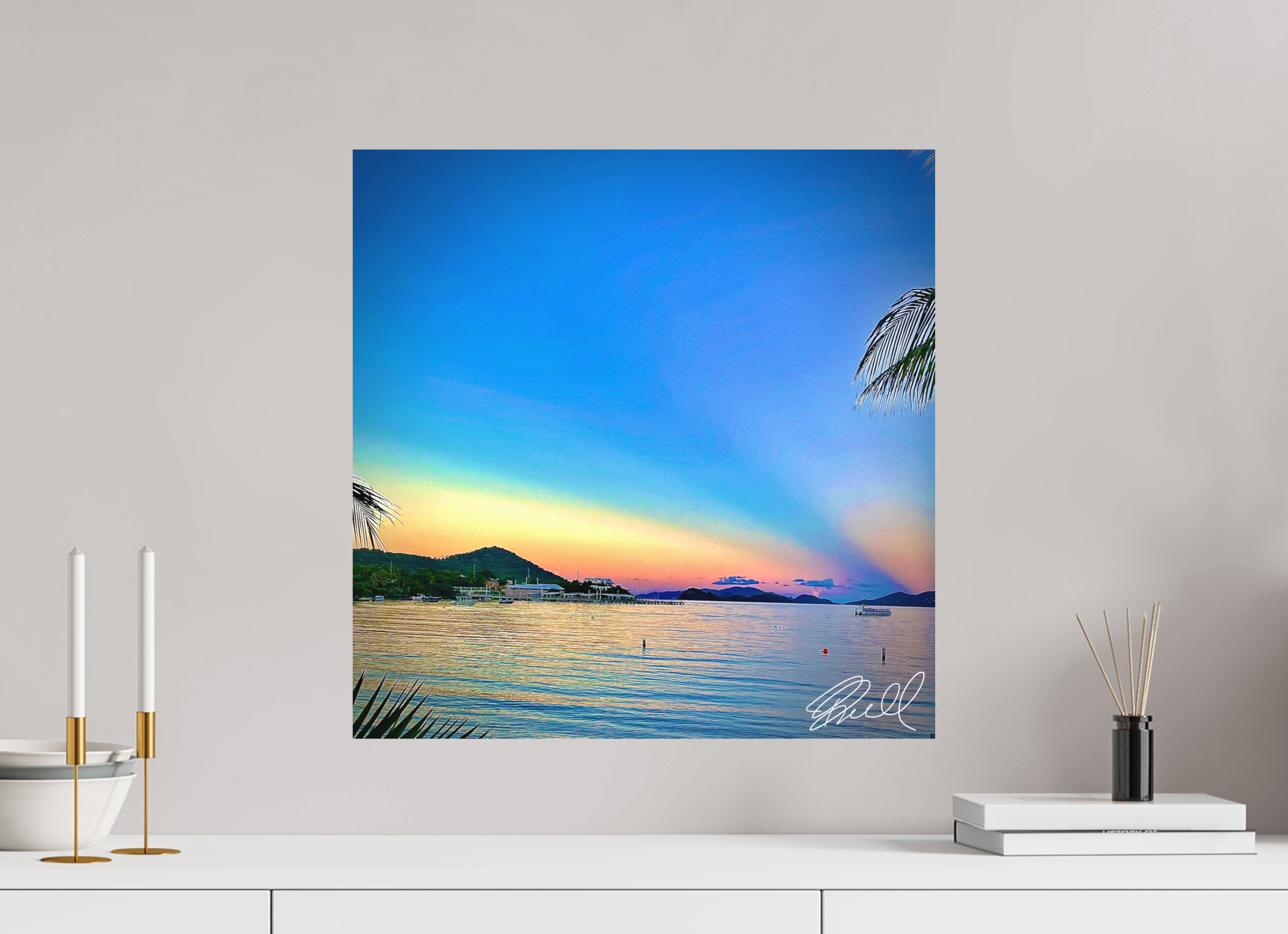 20 x 20.2″, 100% cotton print Sunset by the Sea