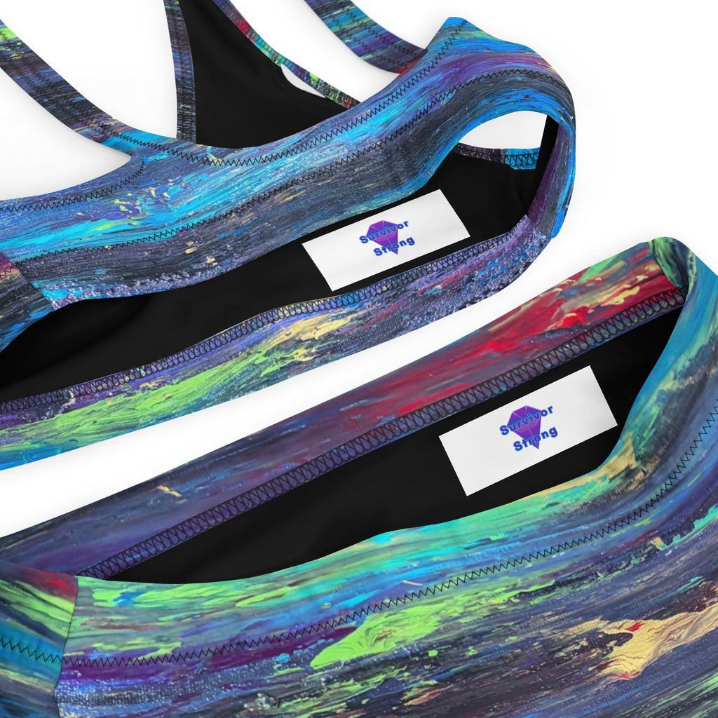 Survivor Strong “Strikes and Strokes” Recycled High-Waisted Bikini