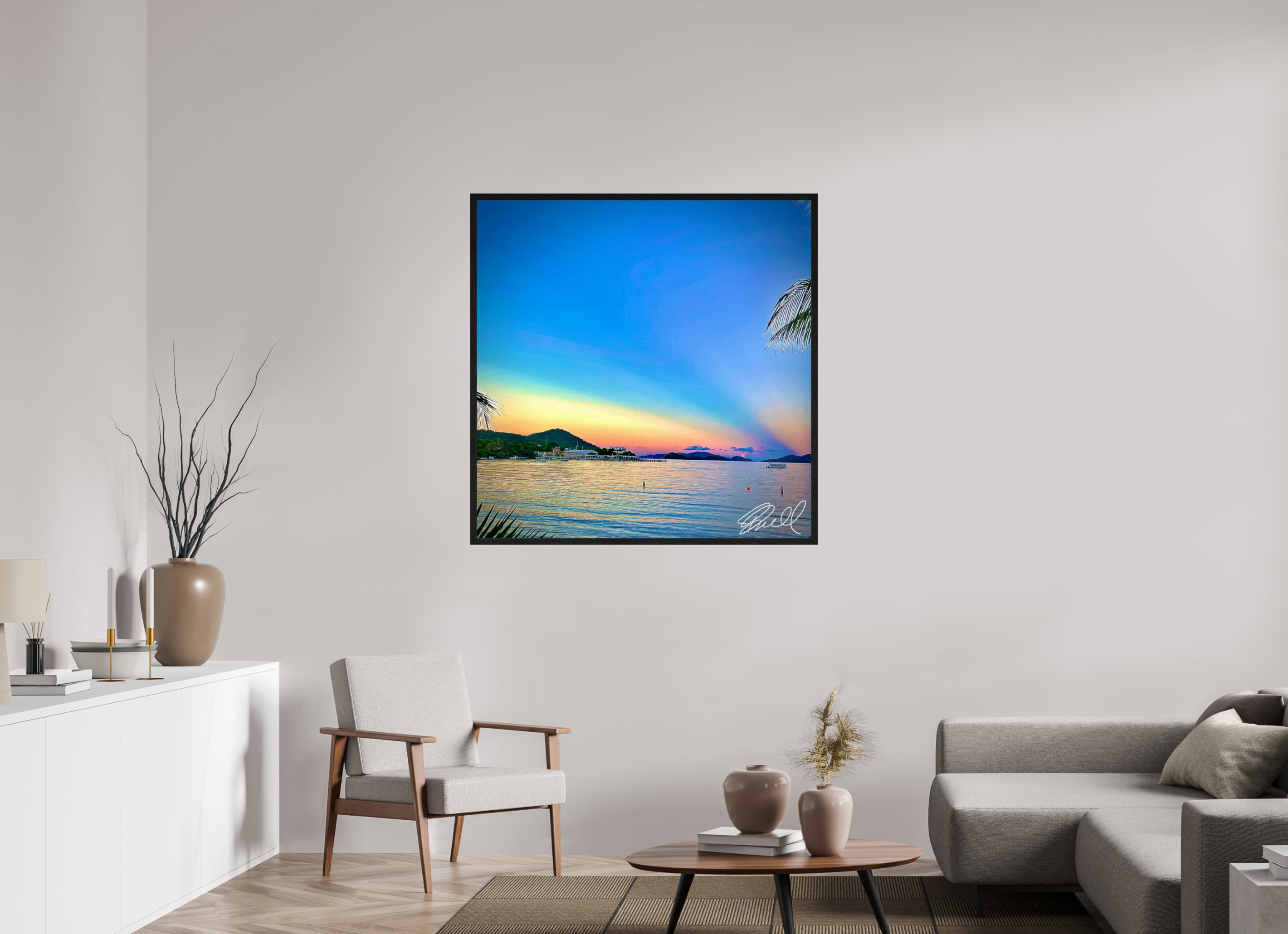 43 x 43.5″, Bring the Gallery to You Sunset by the Sea