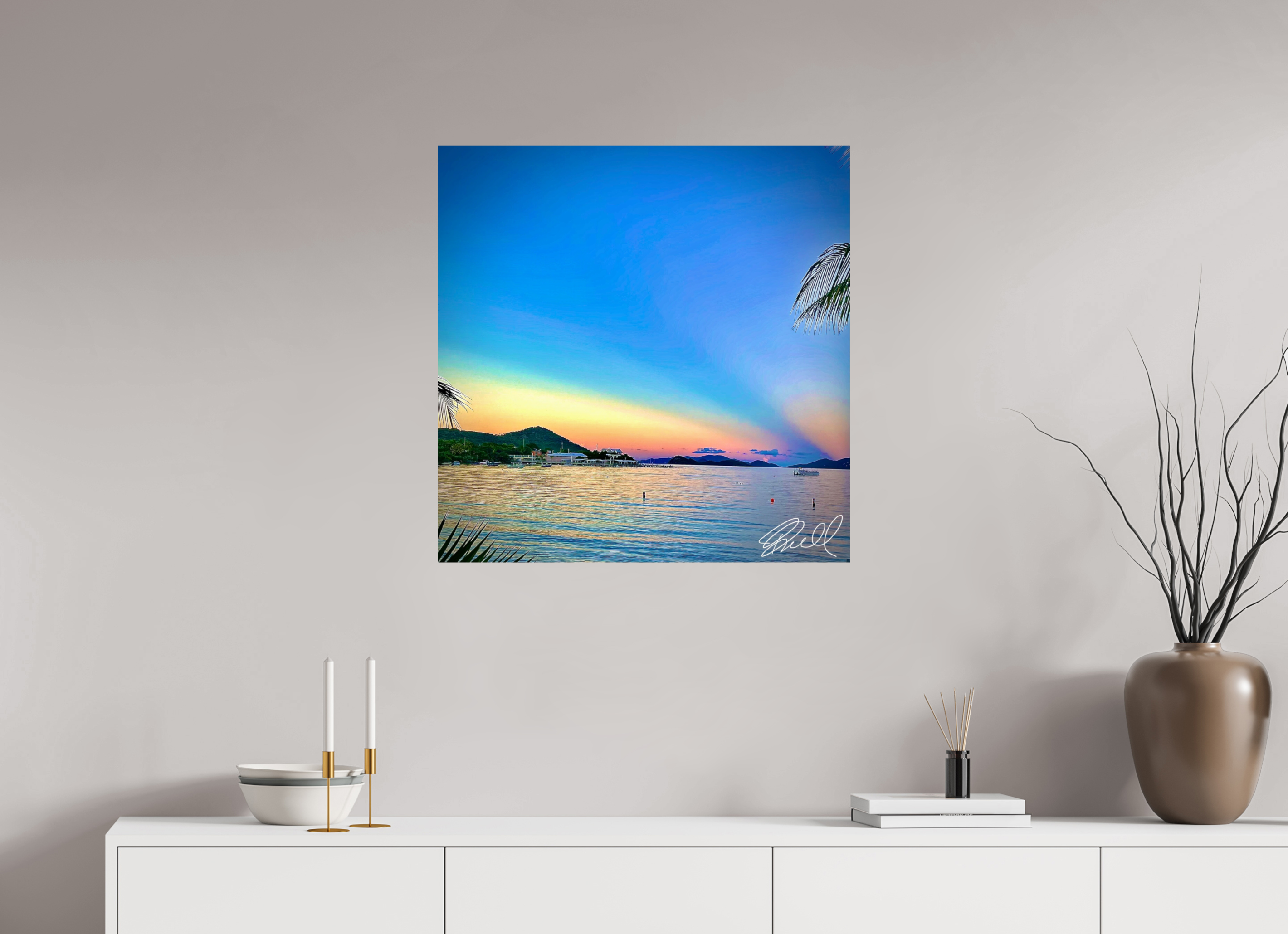 28 x 28.3″, High gloss Sunset by the Sea