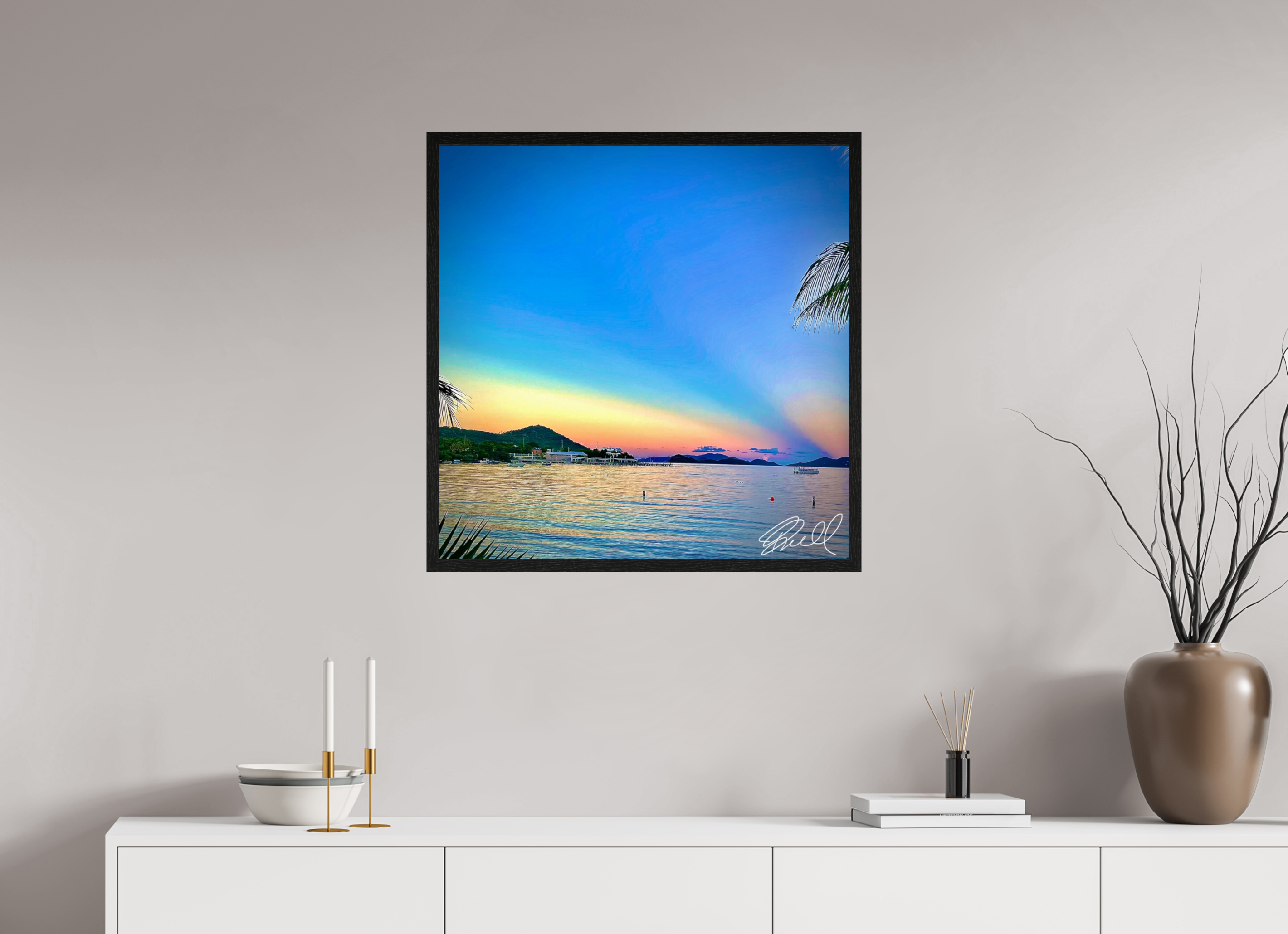 28 x 28.3″, Bring the Gallery to You Sunset by the Sea